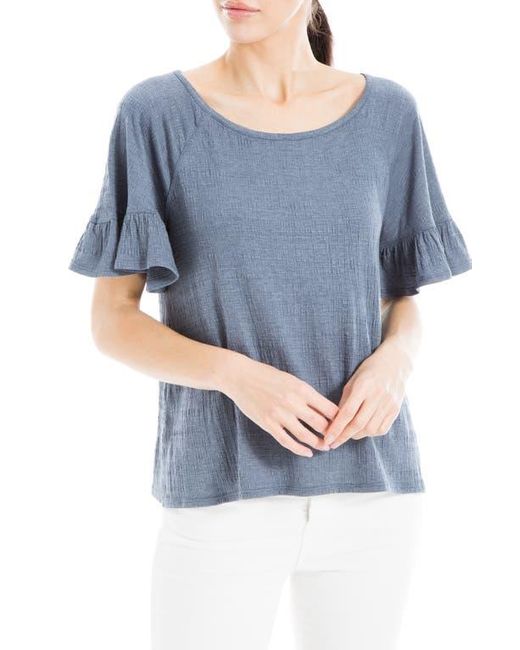Max Studio Blue Flutter Texture Knit T-Shirt