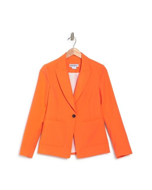 Argent Peak Lapel Wool Blend Blazer In Bright Orange At Nordstrom Rack