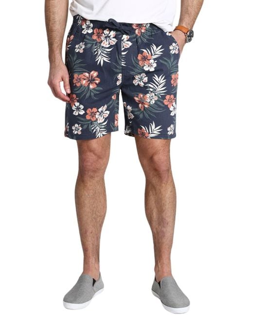 Jachs New York Blue Floral Print Stretch Pull-on Shorts for men