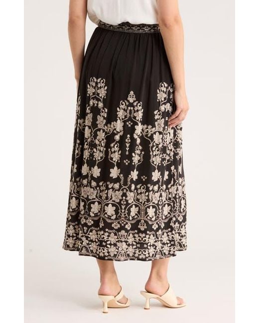 Max Studio Black Floral Midi Skirt