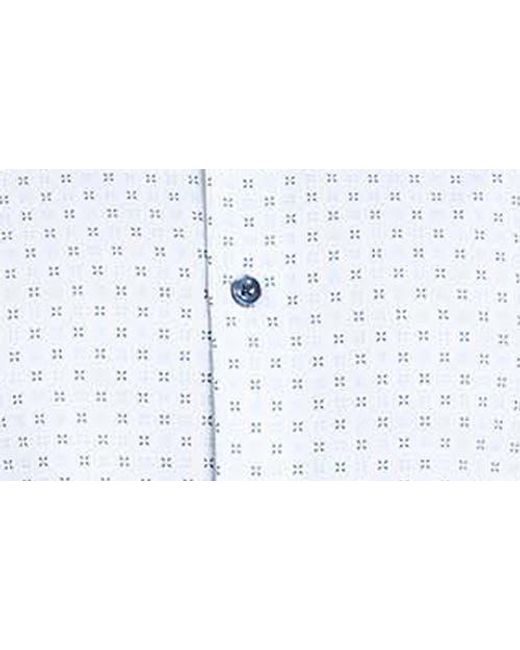 Con.struct Blue Micro Geometric Print Stretch Button-Up Shirt for men