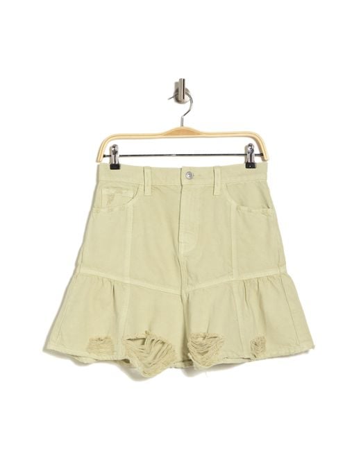 Seven7 Natural Distressed Cotton Miniskirt