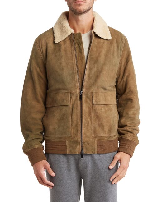 Slate & Stone Brown Faux Shearling Suede Aviator Jacket In Sand At Nordstrom Rack for men