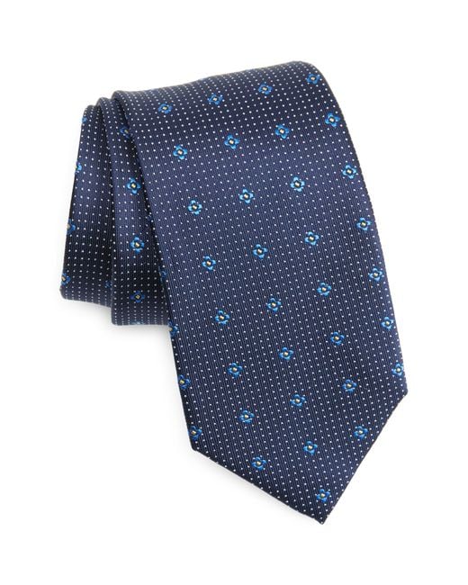 Duchamp Blue Floral Silk Tie for men