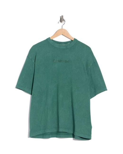 Calvin Klein Green Powder Wash Heavyweight Cotton T-Shirt for men