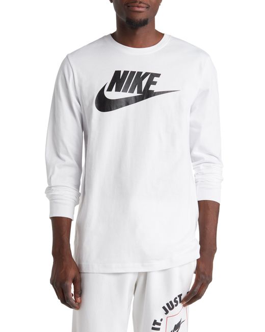 Nike White Swoosh Long Sleeve T-shirt for men