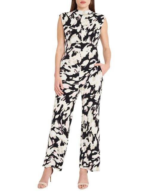 DONNA MORGAN FOR MAGGY White Mock Neck Sleeveless Jumpsuit