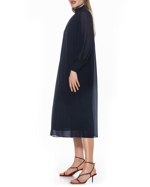 Alexia Admor Blue Kehlani Long Sleeve Chiffon Midi Dress