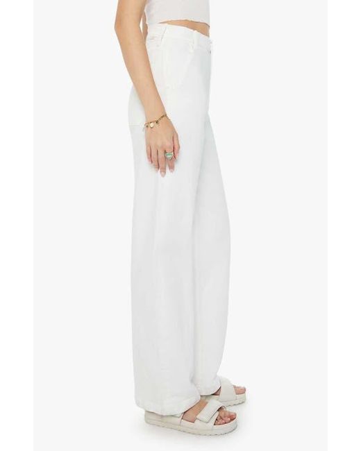 Mother White The Stud Finder Sneak Wide Leg Jeans
