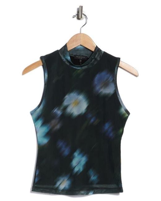 Rag & Bone Multicolor Aliyah Mock Neck Sleeveless Mesh Top