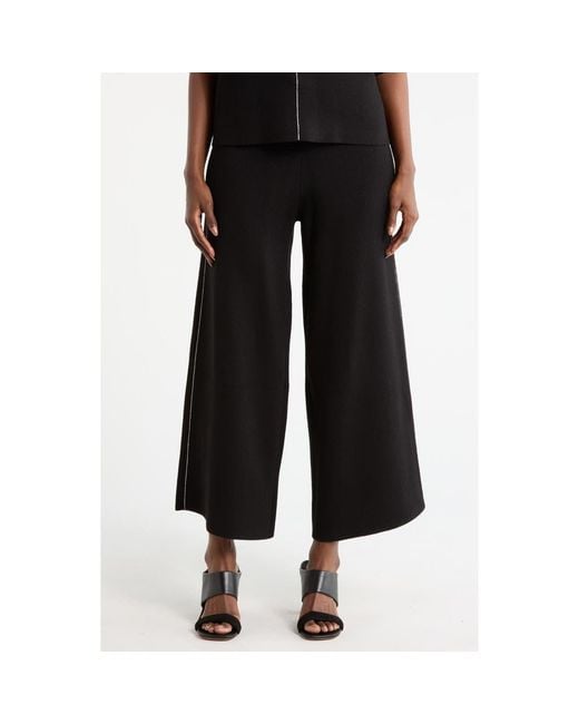Max Studio Black Tipped Wide Leg Sweater Pants