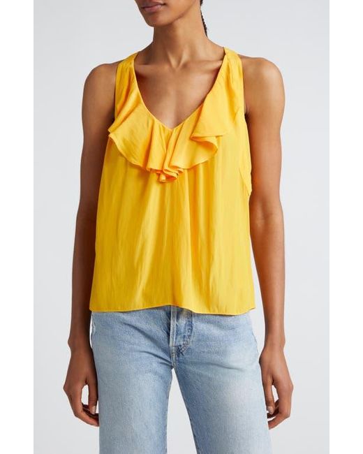 Ramy Brook Blue Nellie Ruffle Sleeveless Top