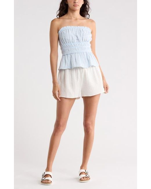 Abound Multicolor Strapless Ruffle Gauze Top