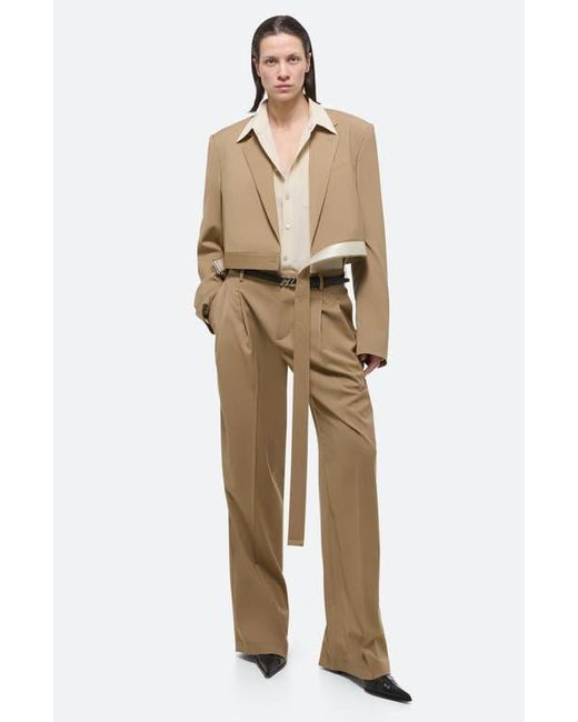 Helmut Lang Natural Wool Wrap Crop Blazer