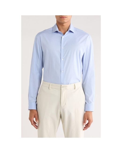 Calvin Klein Blue Slim Fit All-Season Stretch Cotton Dress Shirt for men