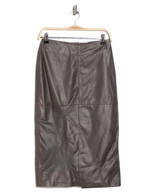 Twp Gray Lola Leather Pencil Skirt