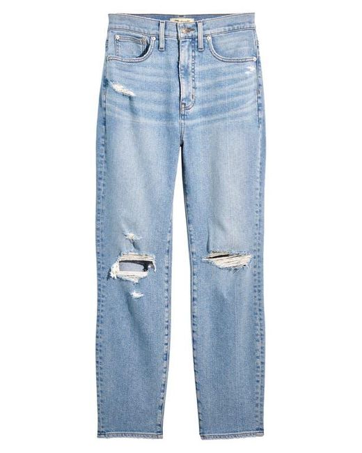 Madewell Blue Ripped High Waist Mom Jeans