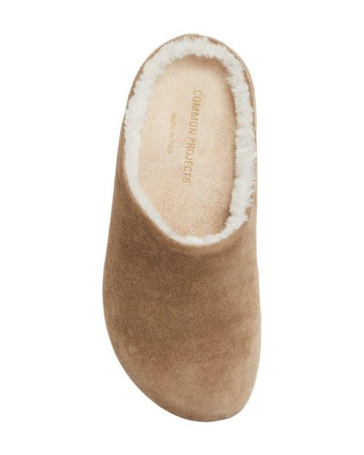 Common Projects Brown Suede & Genuine Shearling Clog