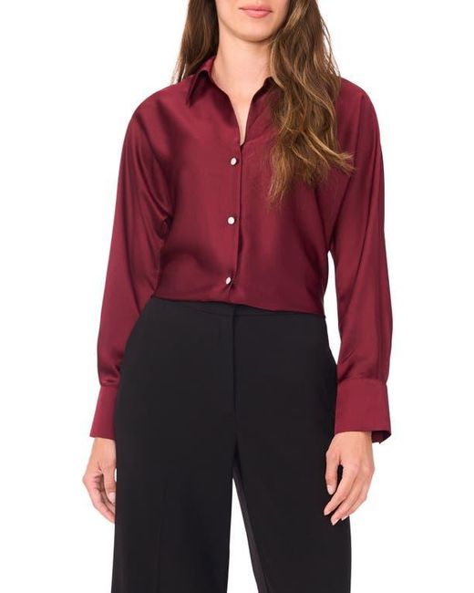 Halogen® Red Charmeuse Button-Up Shirt