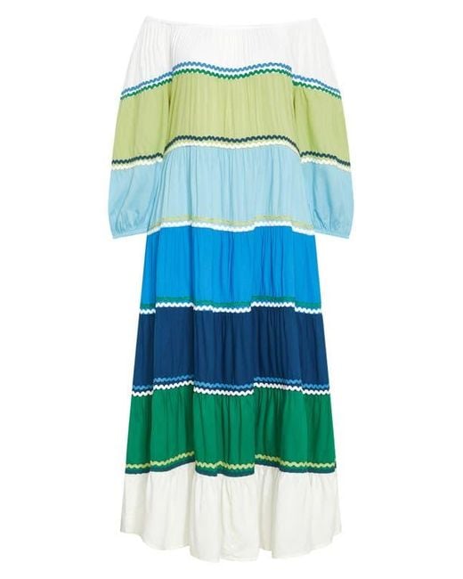 City Chic Blue Color Fun Off The Shoulder Maxi Dress