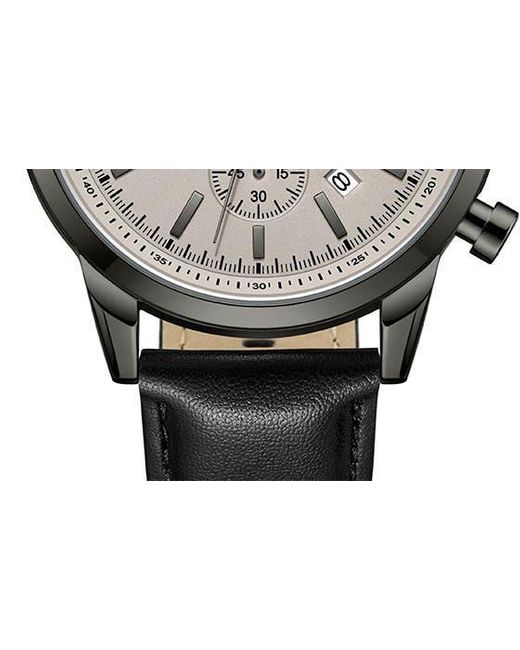 Kenneth Cole Black Chronograph Leather Strap Watch for men