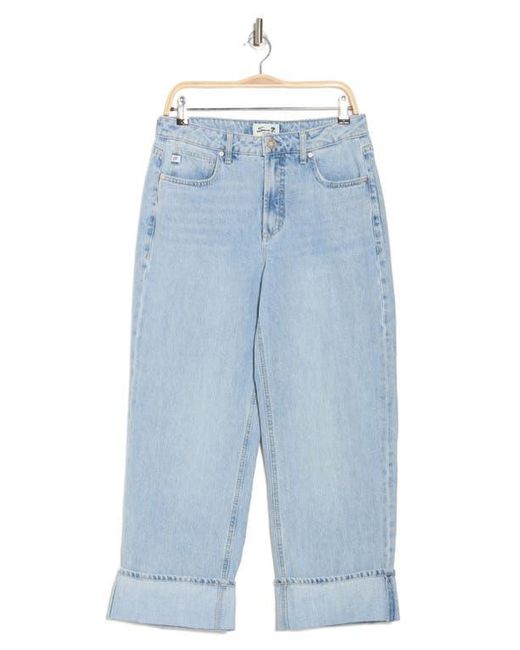 Seven7 Blue Cuffed High Waist Baggy Jeans