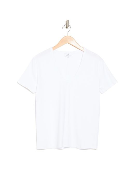 AG Jeans White V-neck Stretch Cotton T-shirt