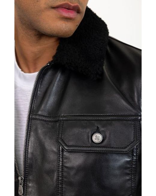 PINOPORTE Black Lambskin Leather Jacket for men