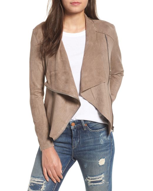 Faux suede drape front jacket sale