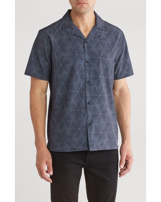DKNY Blue Roscoe Short Sleeve Button-up Camp Shirt for men