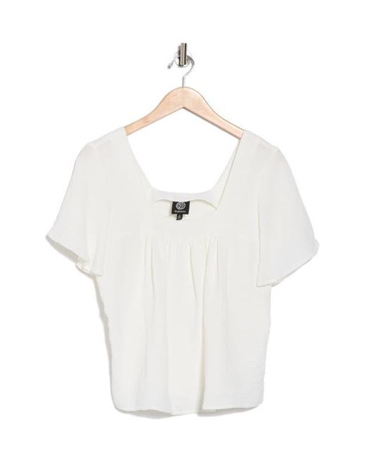 Bobeau White Square Neck Short Sleeve Top