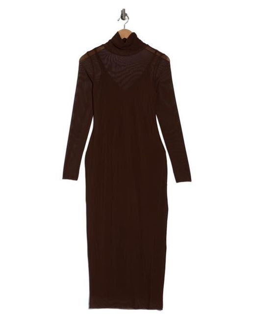 AFRM LOS ANGELES Marni Turtleneck Long Sleeve Mesh Dress in Brown | Lyst AFRM LOS ANGELES Marni Turtleneck Long Sleeve Mesh Dress in Brown | Lyst