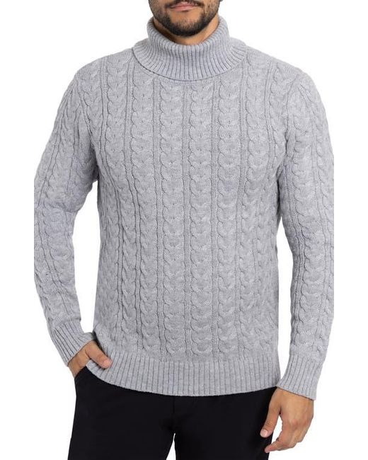 Xray Jeans Gray Cable Knit Turtleneck Sweater for men