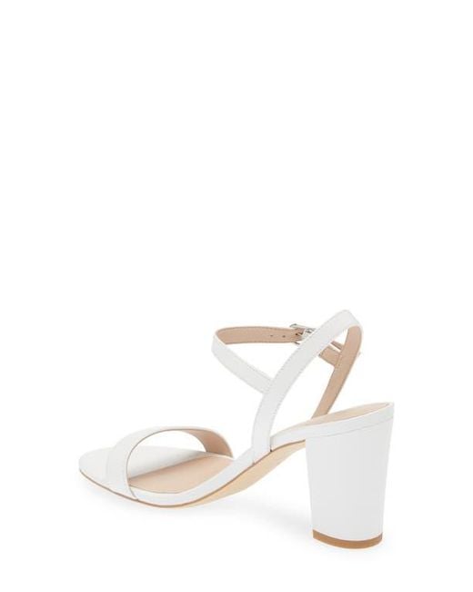 Stuart Weitzman White Dancer 75 Block Heel Sandal