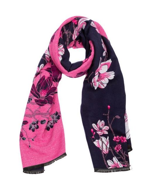 Saachi Purple Floral Pattern Reversible Scarf