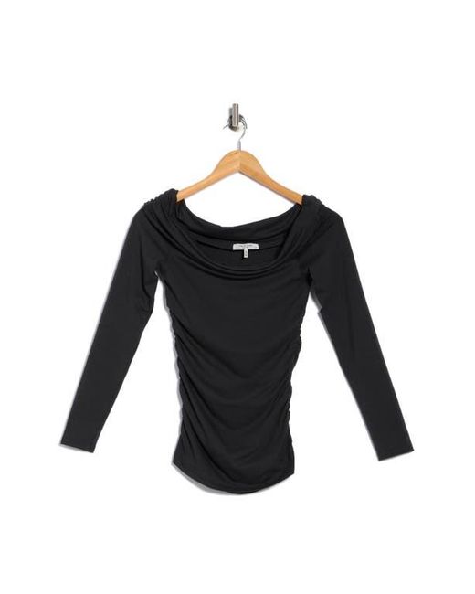 Rag & Bone Black Lucy Off The Shoulder Ruched T-Shirt