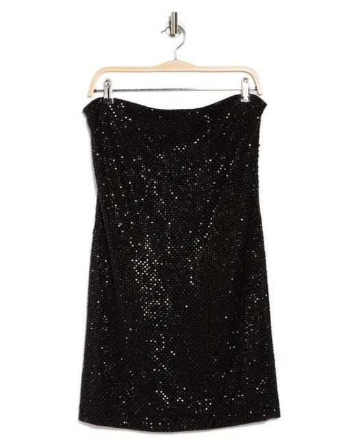 Alice + Olivia Black Leia Strapless Sequin Minidress