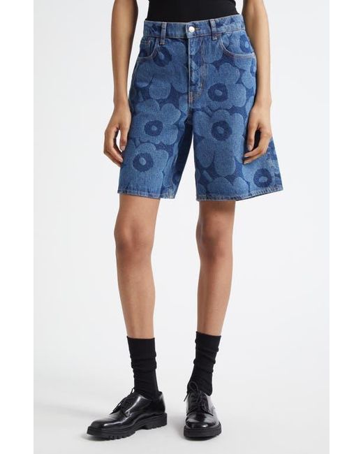 Marimekko Maridenim Marssi Unikko Denim Shorts in Blue | Lyst