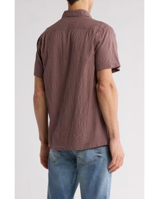 Lucky Brand Purple Short Sleeve Crinkled Button-Up Shirt for men