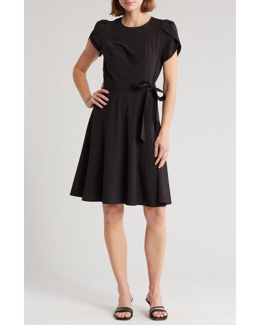 Calvin Klein Black Tulip Short Sleeve A-line Dress