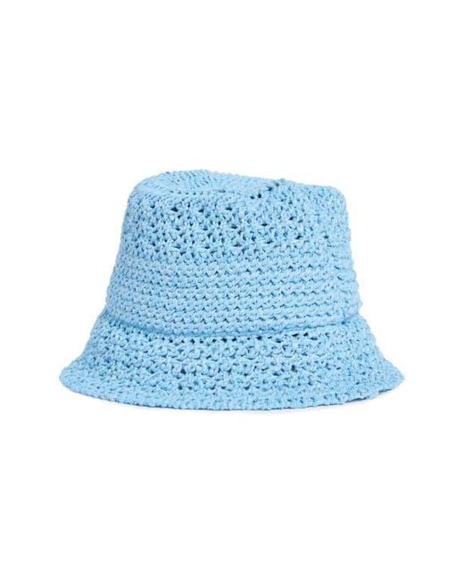 Steve Madden Blue Alex Metallic Crochet Bucket Hat