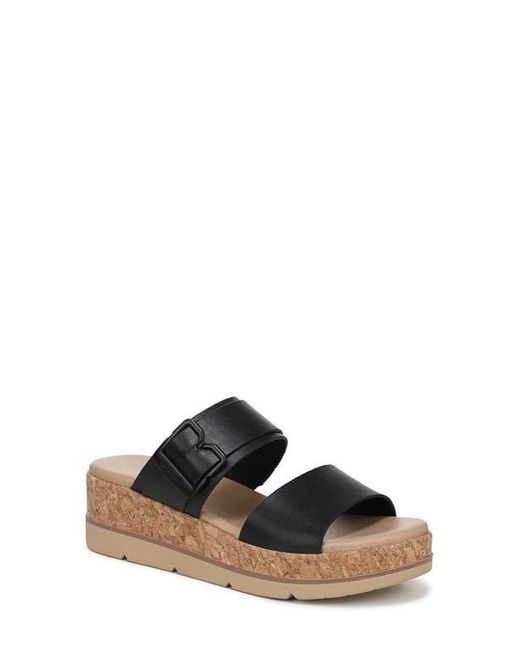 Dr. Scholls Black Once More Platform Wedge Slide Sandal