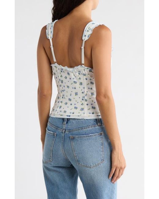 Madden Girl Blue Ruffle Trim Rib Tank Top