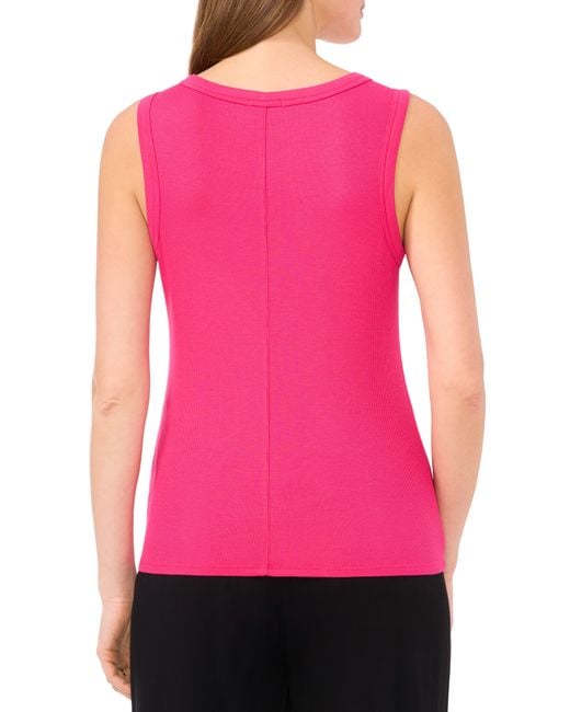 Halogen® Pink Fitted Ribbed Tank Top