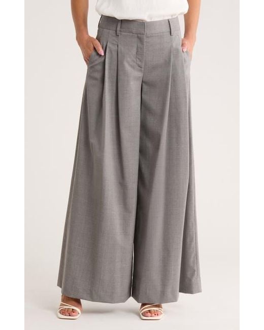 Twp Brown New Didi Pleated Stretch Wool Wide Leg Pants