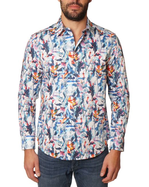 Robert Graham Blue Drayton Long Sleeve Button Up Shirt for men