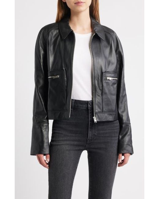 FRAME Black The Leather Zip Front Jacket
