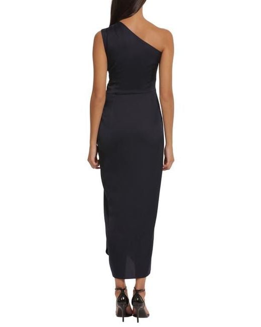 Donna Morgan Draped Skirt One-Shoulder Dress in Black | Lyst
