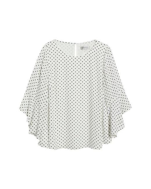 Kasper White Ruffle Sleeve Top