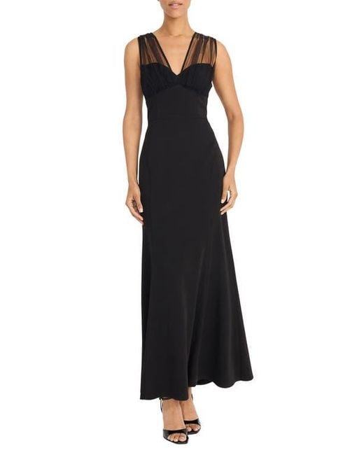 Maggy London Black Illusion Maxi Cocktail Dress